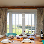window behind dining table